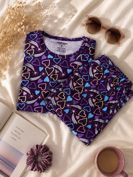 Purple hearts coords pyjama set