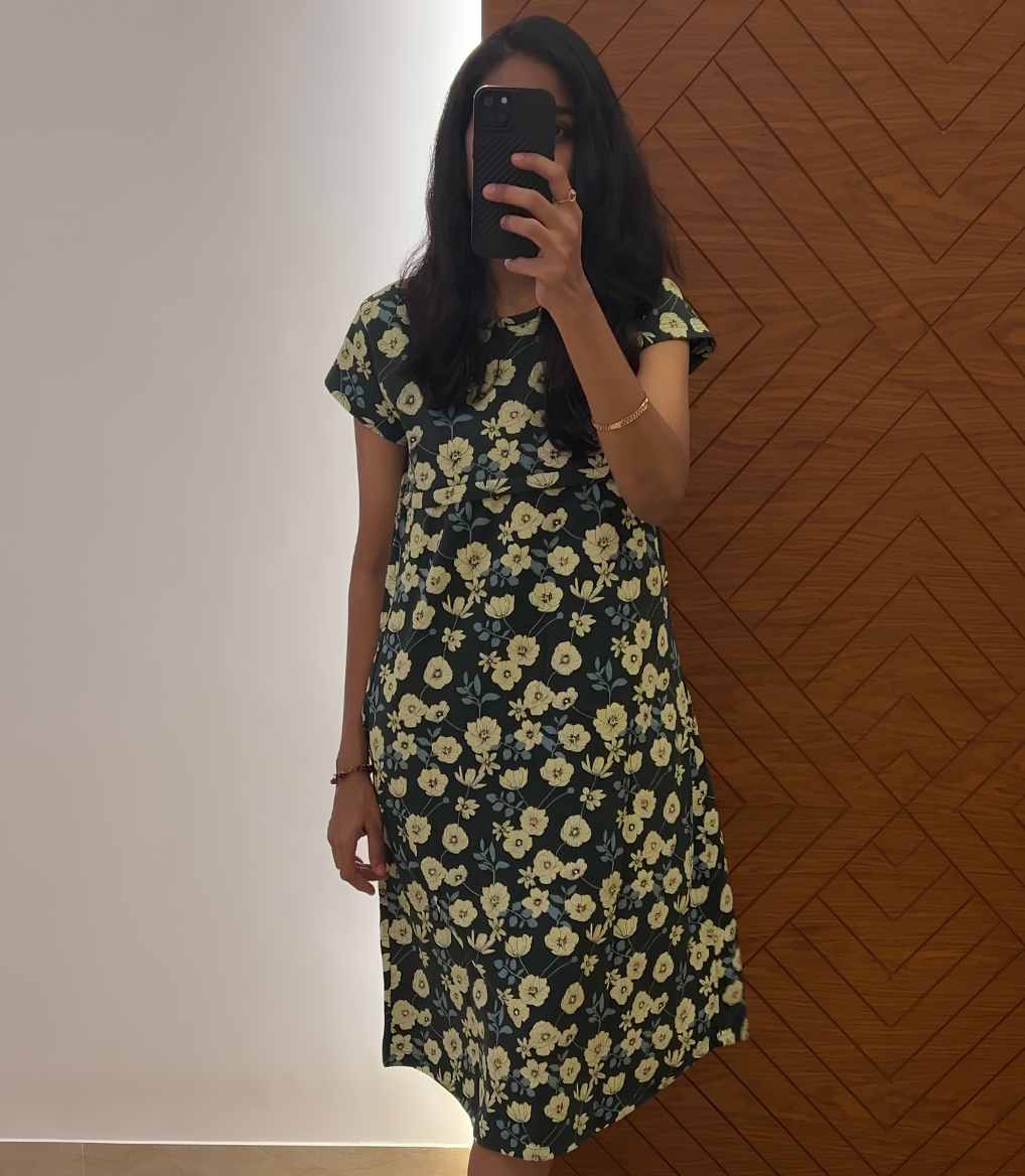 White And Green Maternity Frock