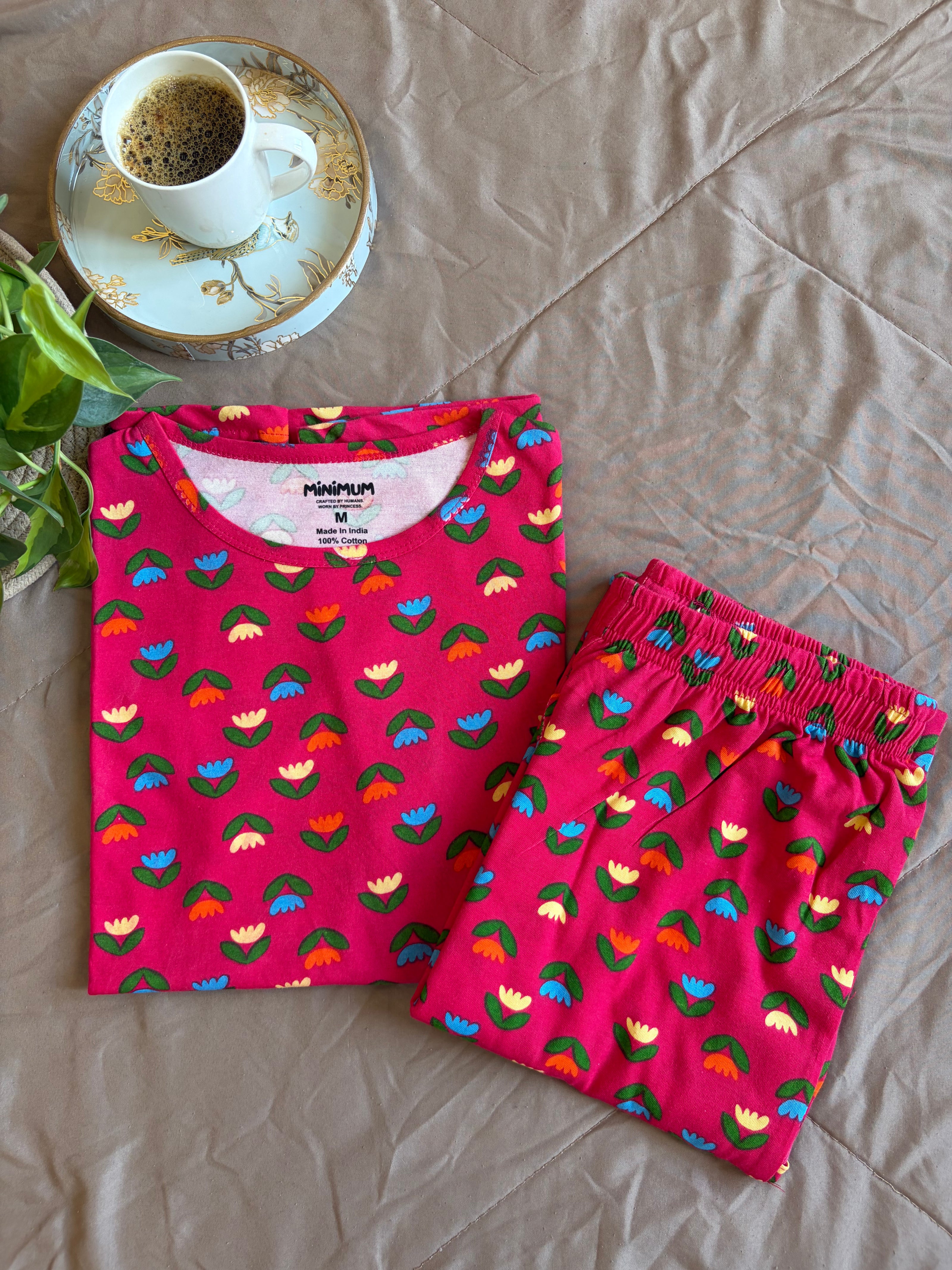 Pink Flower Coords Pyjama Set