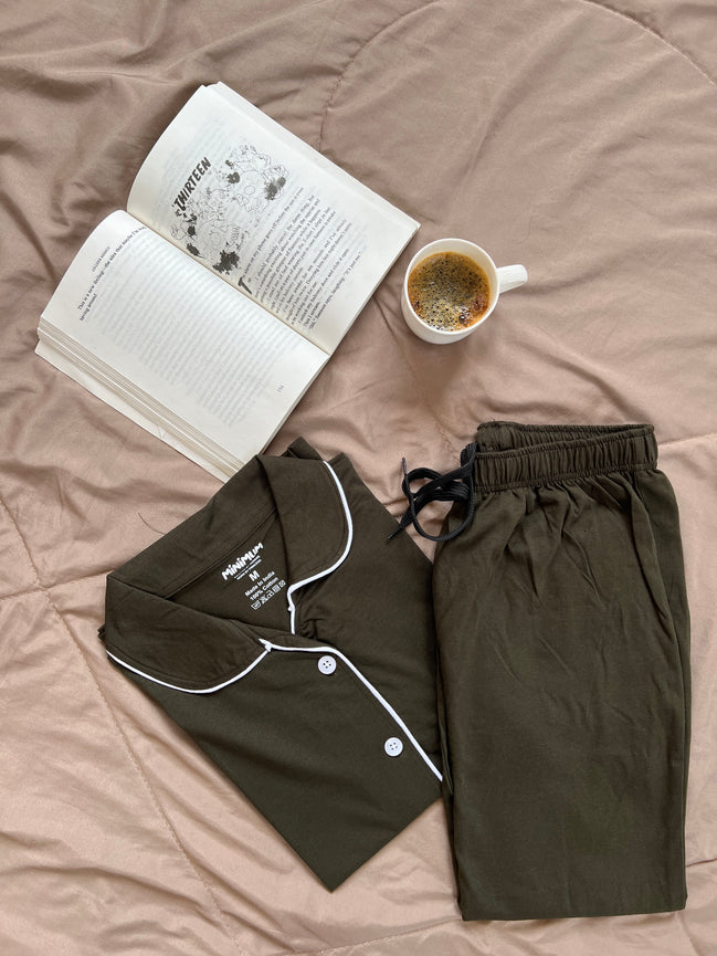 Classic Olive Button Down set