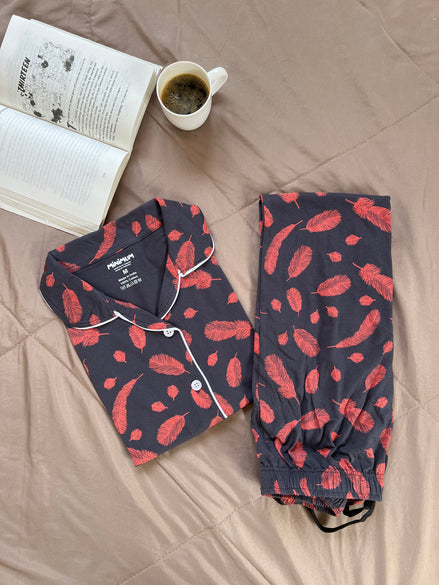 Crimson Feather Button Down set