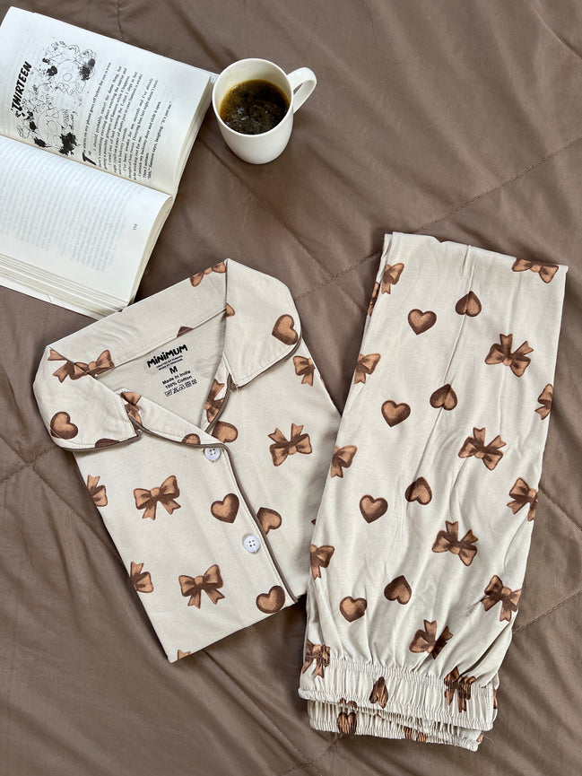 Bow & Heart Button Down set