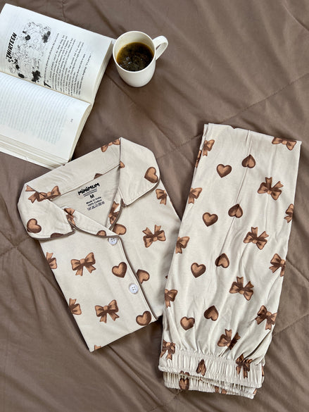 Bow & Heart Button Down set